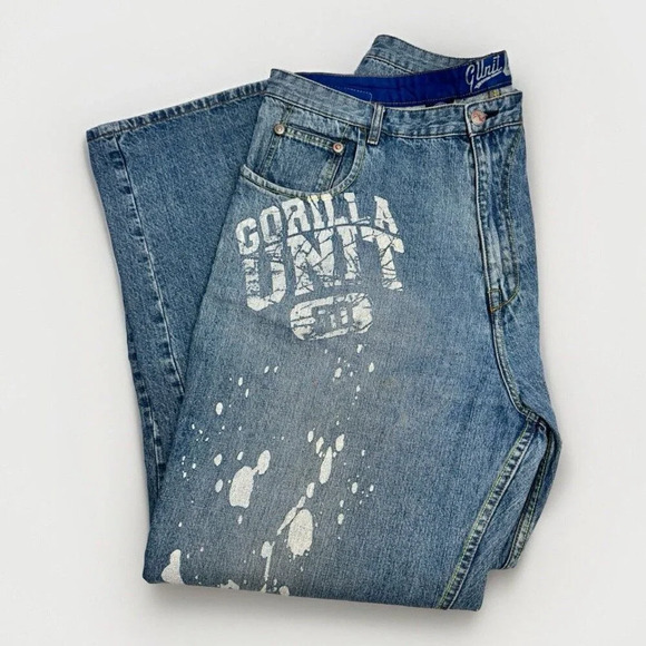 Vintage Rare G-Unit Jeans Baggy Gorilla Unit Hip Hop Rap Streetwear Y2K 42x34